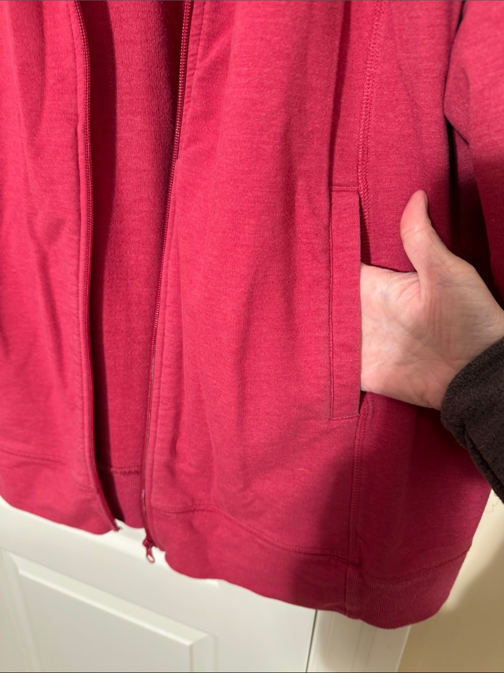 Full-Zip Crew Sweatshirt in Raspberry - Picture 5 of 13